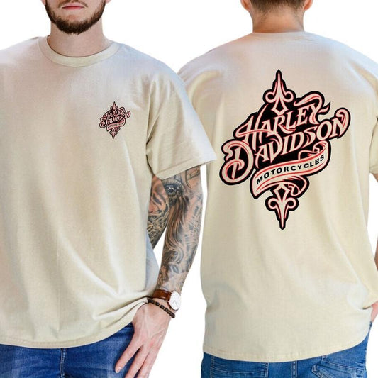 Classic Motorcycles Harley Davidson Shirt, Outdoor Raiider Gift, Cotton Short Sleeve Top Shirt,Gifts For Men Women Casual Top for Unisex