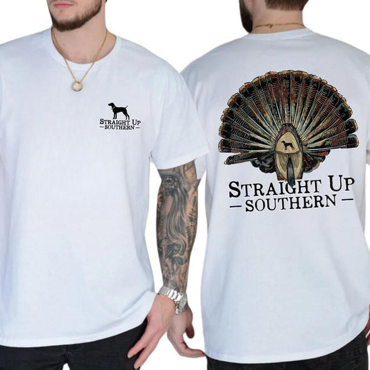 Classic Turkey Mount Southern Hunting Culture Tshirt 2-Sided, Straight Up Southern T-shirt for Men, Casual Menswear, Soft Cotton Short Sleeve Top graphic tee