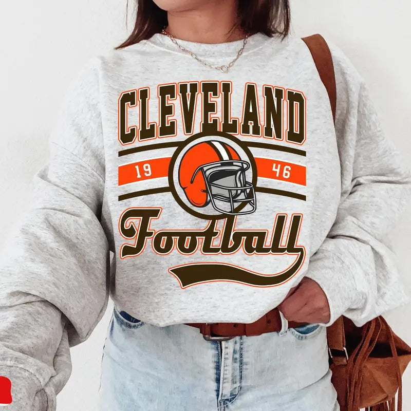 Cleveland Football Crewneck Sweatshirt ,Sweater ,Cleveland Sweatshirt ,Cleveland Game Day, Cleveland Fan Gifts ,Sunday Football ,Game Day ,Basic Sweater ,Trendy ,Cute ,Street ,Streetwear ,Unisex ,Underwear ,Pullover ,Crewneck ,Trending ,Casual ,Simple