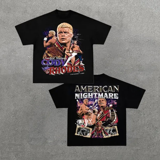 Cody Rhodes Vintage Graphic Tees, Wrestling Tshirt, Wrestler T-Shirt, WWE Shirts, Unisex Vacation Outfits Top Menswear Womenswear Streetwear