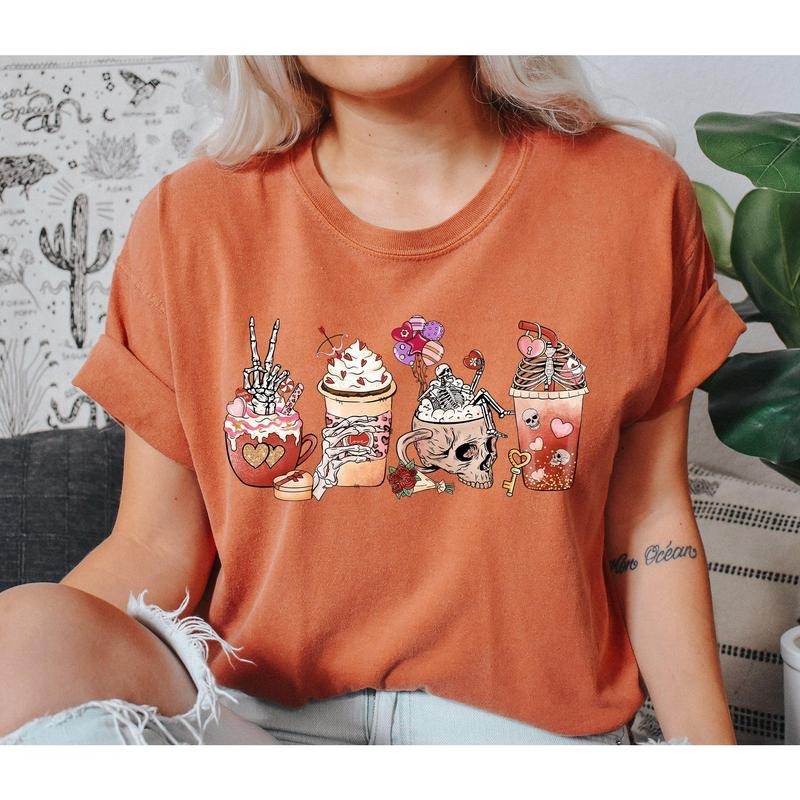 Coffee Lover Funny Skeleton Comfort Colors Tshirt