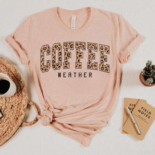 Coffee Weather T-Shirt Coffee Lover Tee Cozy Coffee Tshirt Oversized Fit Shirt Soft Print Tee Coffee Weather Shirt Coffee Lover T-Shirt Sublimation Print Tee Top Womenswear Comfortable Day Underwear Lady