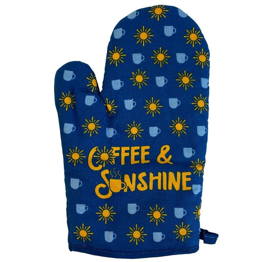 Coffee and Sunshine Oven Mitt Cute Morning Breakfast Baking Graphic Novelty Kitchen Glove Funny Graphic Kitchenwear Motivational  Funny Blue
