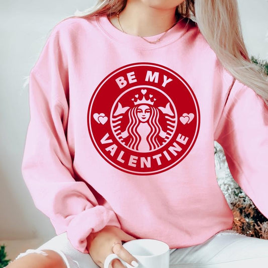 Coffee love Be My Valentine Sweatshirt Valentines Day Sweater Gift for Girlfriend Sweatshirt Love In the Air Sweater Soft Cozy Coffee Lover Oversized Fit Sweater Casual Fabric Comfortable Womenswear Chic Hoodie Jeans Leggings Piece Statement