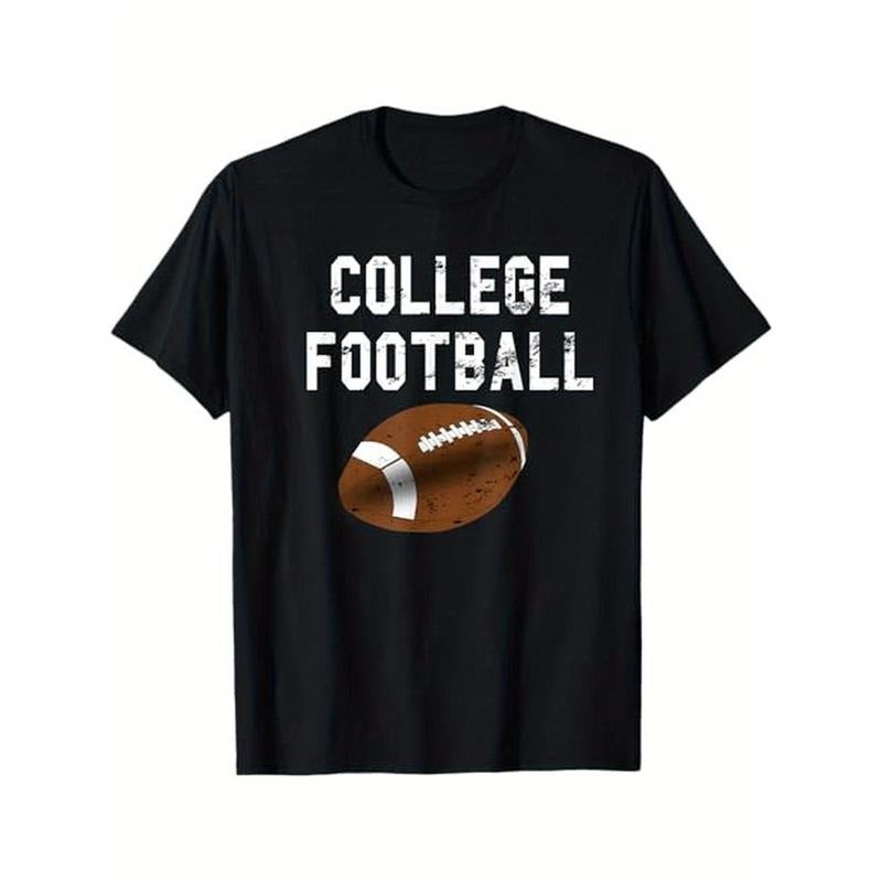 College Football Distressed Sports Fan Gift T-Shirt T-Shirt, 100% Cotton, Halloween Thanksgiving Christmas Gift for Men Women Family Friends, S-XXXL, Black made in usa