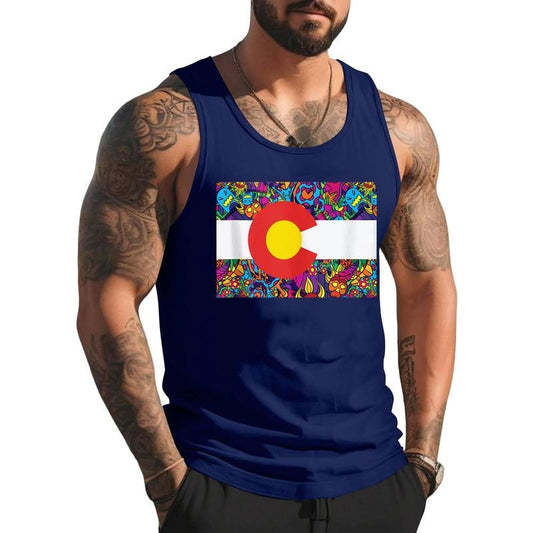 Colorado Trippy State Flag Colorful Colorado Gifts Unisex Tank Top, Cotton, Size S-3XL