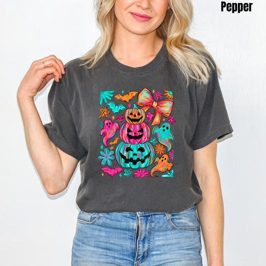 Colorful Stacked Pumpkins Comfort Colors T-Shirt 'NLB'