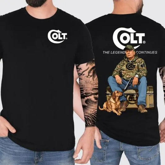 Colt Revolver Trump Hunting 2 Sided TShirt, Gun Lover, Tactical Gear, Unisex Short Sleeve Casual Cotton, Casual Top Menswear, Gift for Men Women