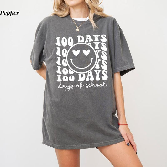 Comfort Colors 100 Days of School T-Shirt, 100th Day Celebration Shirt, Happy 100 Days Teacher Shirt, Fun School Milestone Tee, Ultra Soft Cotton Tee, Everyday Casual Wear