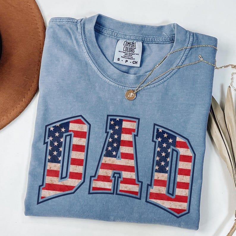 Comfort Colors American Dad Shirt, Dad USA Flag TShirt, Fathers Day Gift, 4th of July Shirt, New Dad T-Shirt, Patriotic Dad Tee, Gift for Dad