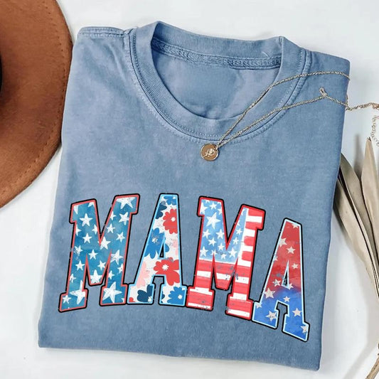 Comfort Colors American Mama T-Shirt, Retro USA Graphic Tee, 4th of July Outfit, Vintage Patriotic Mama Shirt, Unisex Holiday Top, All size
