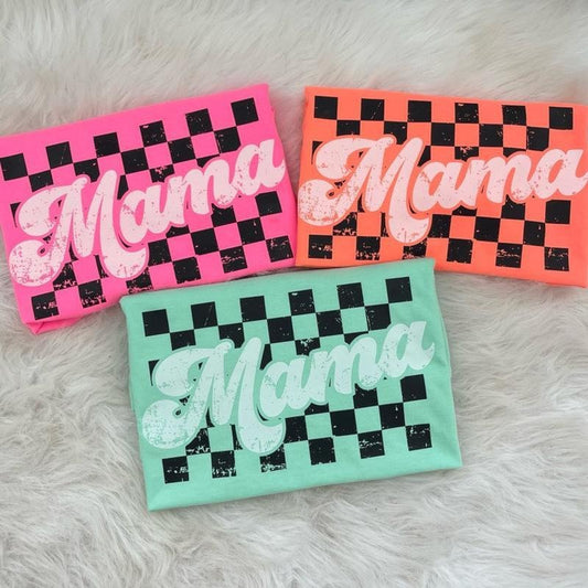 Comfort Colors Checkered Mama Comfort Color Mother's Day T-Shirt Womenswear Fashion Tops