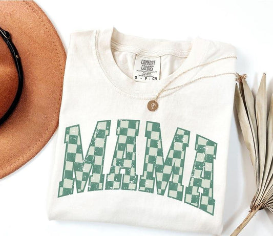Comfort Colors Checkered Mama Shirt Gift for Mom, Trendy Mom Tee, Mother's Day Gift, Vintage Checkered Mama Tshirt