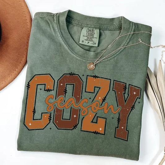 Comfort Colors Cozy Season Shirt, Fall Vibes Shirt, Womens Fall Shirt, Fall Time Shirt, Thanksgiving Shirt, Pumpkin Shirt, Fall Graphic Tee