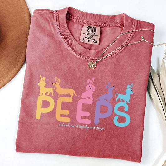 Comfort Colors Dachshund Peeps Shirt, Dog Bunny Shirt, Easter Dachshund Shirt, Easter Dog T-Shirt