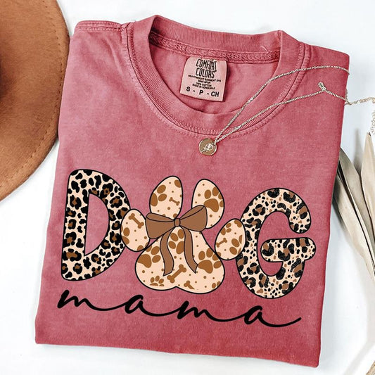Comfort Colors Dog Mama Leopard Shirt, Dog Lover Shirt, Dog Mom Shirt, Mom Life Shirt, Unisex T-Shirt