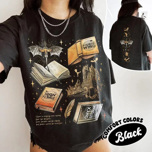 Comfort Colors Fourth Wing Series Two Sided Shirt For Fans, War College T-Shirt, Dragon Rider Bookish Shirt, Book Merch Gift