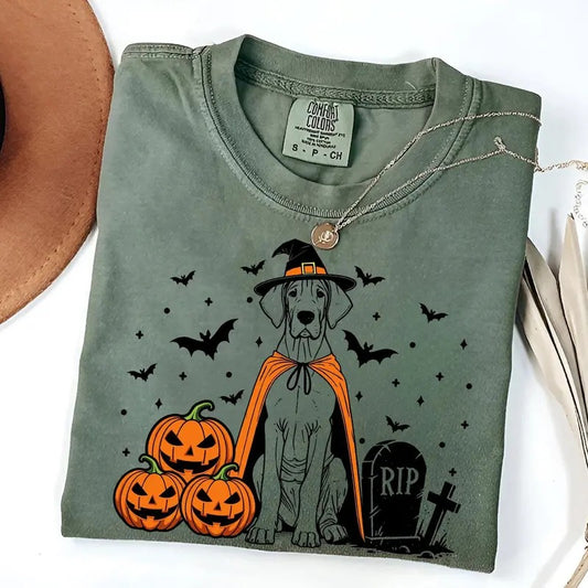 Comfort Colors Great Dane Halloween Shirt | Spooky Dane Witch T-Shirt | Pumpkin Great Dane Dog Tee | Funny Halloween Dog Lover Gift | Fall Great Dane Shirt