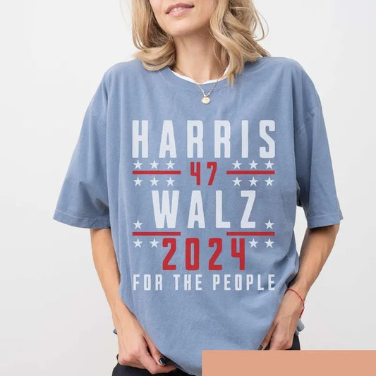 Comfort Colors Harris Walz 2024 For the People Shirt, Democratic Voting Tshirt Liberal Political Rally Tee Presidential Election Top