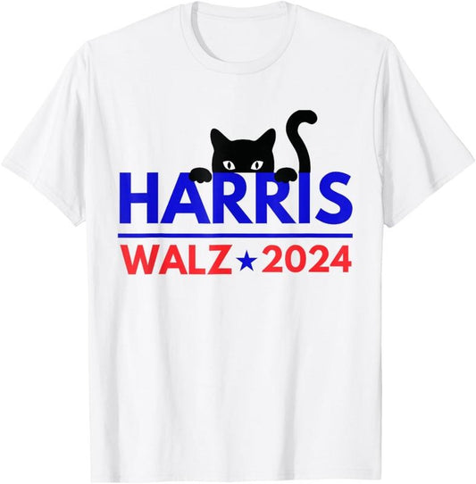 Comfort Colors Harris Walz 2024 Funny Cat Election Kamala Harris Tim Waltz T-Shirt