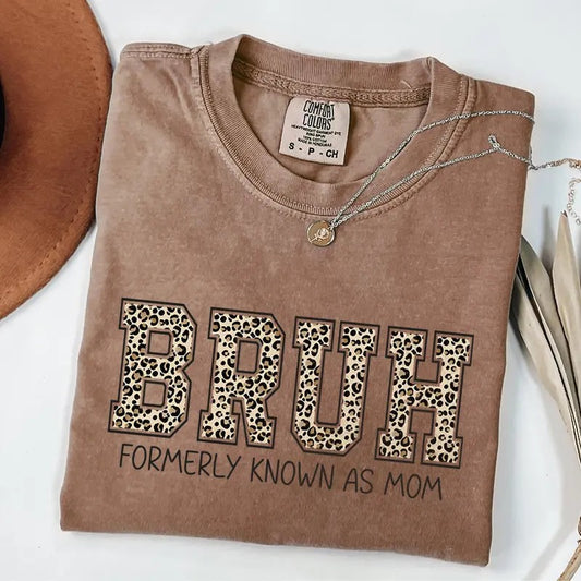 Comfort Colors Leopard Bruh T-shirt, Funny Mom Shirt, Mothers Day Gift for Mom, Retro Mama Shirt