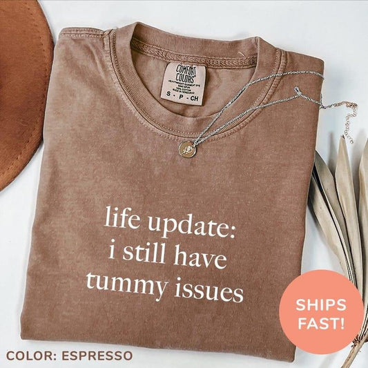 Comfort Colors Life Update: I Still Have Tummy Issues Shirt, Adult Humor Shirt, Funny Meme Shirt, Sarcasm Shirt, Trendy Shirt for Women