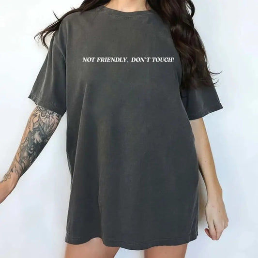 Comfort Colors Not Friendly Do Not Touch Unisex Shirt, Funny Saying Unisex Tee, Adult Humor Graphic Printed Tee, Introvert Unisex Unhinged Shirt, Comfy Fabric Oversized Graphic Tee, Menswear, Women's Tops, Womenswear, Cotton Fabric Relaxed Fit Chic Style