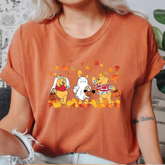 Comfort Colors Pooh Halloween Shirt, Cute Fall Shirt, Pooh Autumn Shirt, Spooky Season Shirt