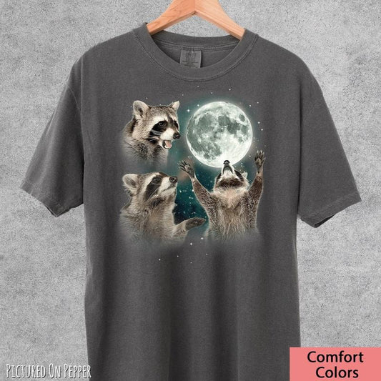 Comfort Colors Retro Raccoon Moon T-shirt, Three Raccoons Vintage Shirt, Raccoon Lovers T Shirt, Funny Raccoon Tee, Oversized Washed Tee, Raccoon Gifts