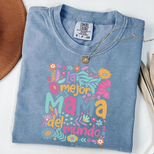 Comfort Colors Spanish Mothers Day Shirt, Retro Madre Shirt, Boho Floral Mama Shirt, Mother's Day Gift, Unisex T-Shirt