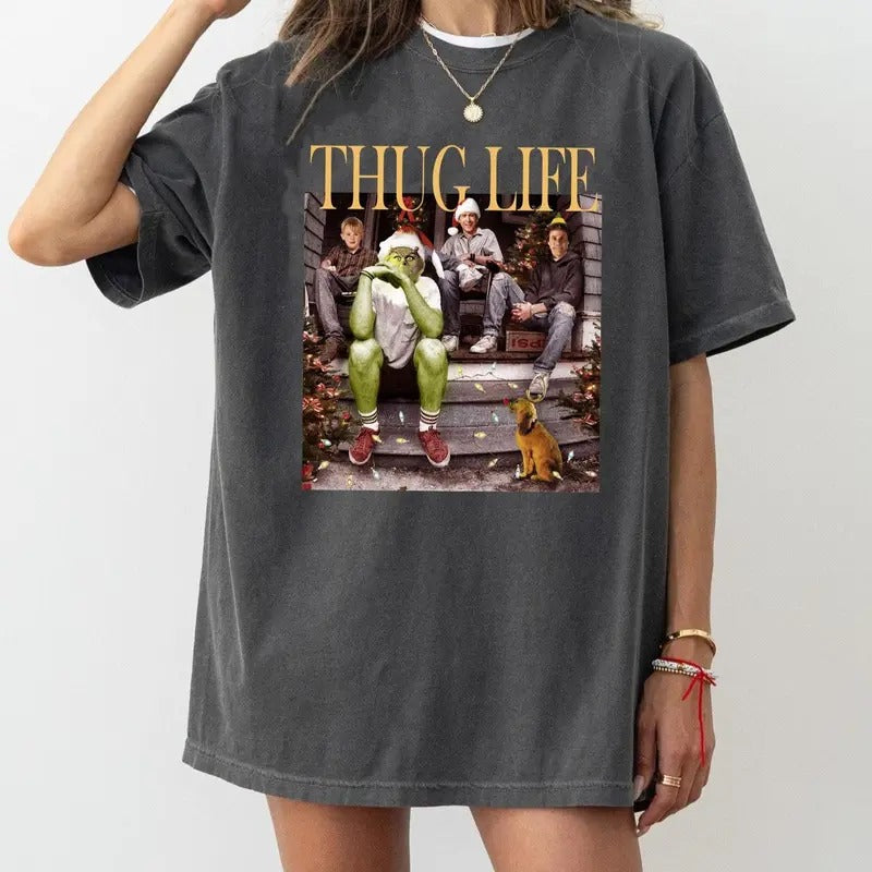 Comfort Colors Thug Life Christmas Shirt, Christmas movie sweater, holiday Christmas friends shirt