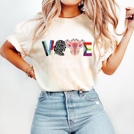 Comfort Colors VOTE Women's Rights Tee, Reproductive Right, Human Rights, LGBTQ T Shirt, Graphic T Shirt