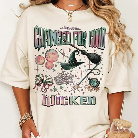 Comfort Colors Wicked Change For Good Shirt, Defy Gravity Broomstick Magic Wand, Wicked Musical Fan Gift, Wizard Movie Fan Shirt