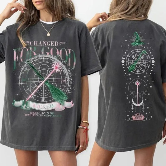 Comfort Colors Wicked Changed For Good Shirt, Pink And Green Witch, Wicked The Musical, Broomstick Magic Wand Movie Theater Fan Gifts