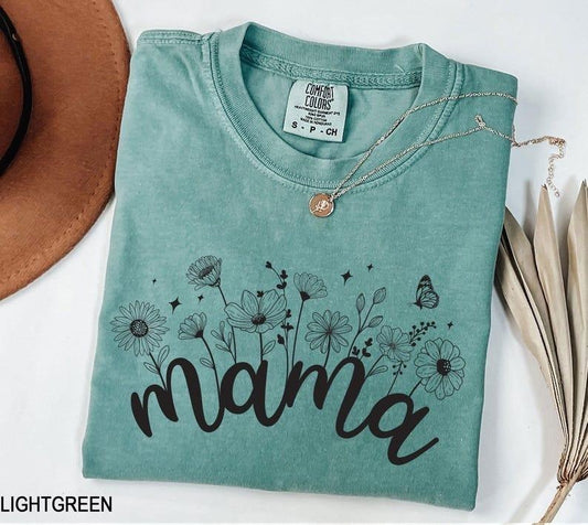 Comfort Colors floral Mama t-shirt, Mama T-Shirt, Strong Woman Shirt, gift for mothers Day, Mama tee, Graphic Tee, Women's T-Shirt
