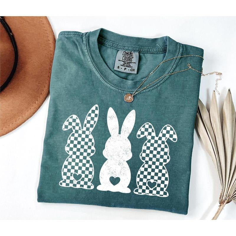 Comfort color Retro Easter Bunny Shirt, Womens Easter Bunny Gift, Cute Easter Day Shirt, Bunny Lover Shirt, Teacher Easter Shirt, Bunny Graphic Tee
