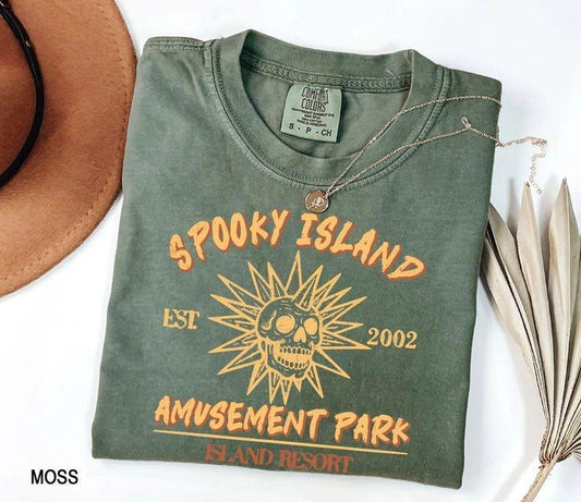 Comfort color Spooky Island shirt, Disco Skull, Halloween Nostalgia, Baggy T Shirt, Skull Emblem, Spooky Disco Shirt, Ghost Town, Spooky Island Shirt