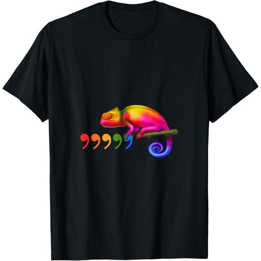 Comma Chameleon Funny 80s Animal Lizard Lover T-Shirt made in usa