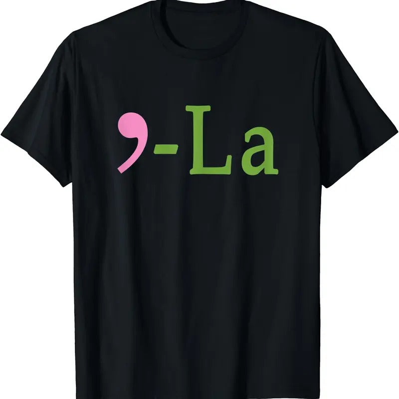 "Comma-La" Kamala Harris Pink Green - Biden Harris 2024 T-Shirt
