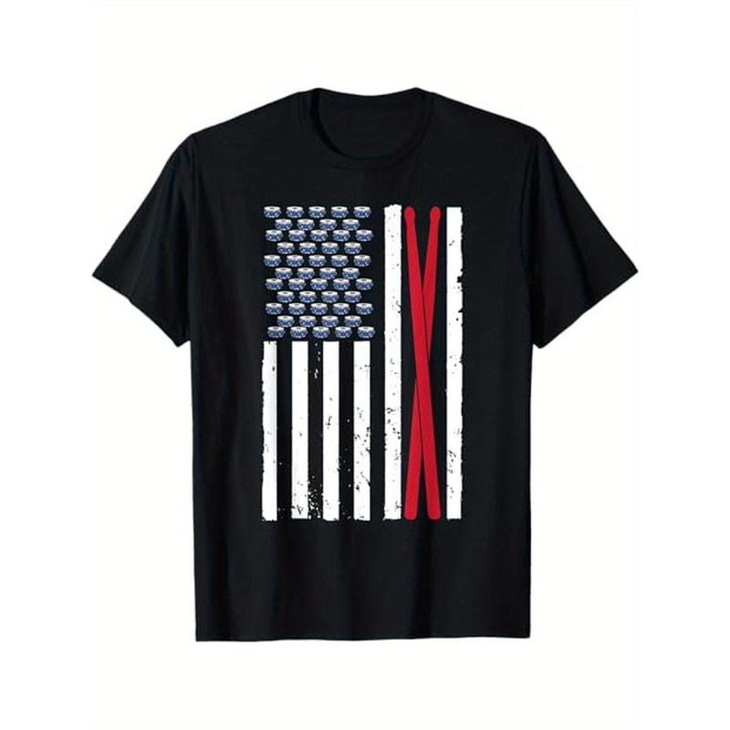 Cool Drummer Art For Men Women Drumming Percussion Drumstick T-Shirt, 100% Cotton, Halloween Thanksgiving Christmas Gift for Men Women Family Friends Made in USA