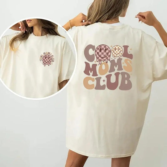 Cool Moms Club Shirt, New Mom Graphic Tee For Women, Mama T-Shirt, Funny Mom Tee, Mom Birthday Gift, Cool Mom Shirt, Mother's Day Gifts, Comfy Fabric Oversized Graphic Tee, Women's Tops, Womenswear Cotton Fabric Relaxed Fit Chic Style
