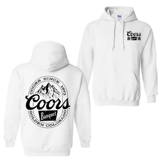 Coors Banquet Hoodie - Classic and Rugged Design with Retro Logo and Mountain Graphics, Unisex Hoodie