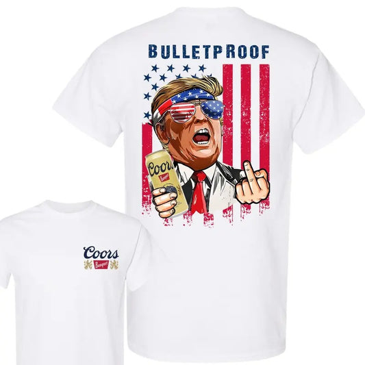 Coors Beer Bulletproof T-shirt, 2 Sided Graphic Printed Unisex T-shirts, Casual Classic Cotton Crewneck Short Sleeve Tee Gift For Men And Women Full Size Full Color