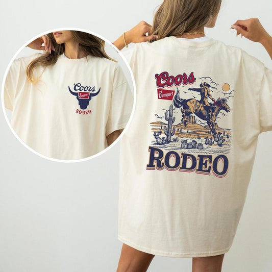 Coors Rodeo Vintage Comfort Colors Tee, Beer, Retro Cowboy Shirt, Oversized Coors T Shirt, Vintage Washed Shirt, Gift Oversized Tees, Women's