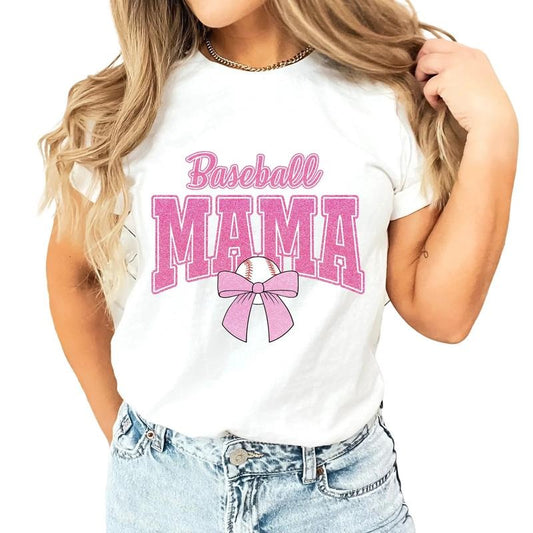Coquette Baseball Mama Shirt, Pink Bow Tee, Glitter Baseball Mom, Social Club Tee, Soft Girl Era, Mom Baseball Shirt Gift, Unisex T-Shirt, Short Sleeve Tee Shirt, Gifts For Mother, Gifts For Birthday Fit Top