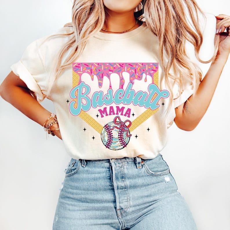 Coquette Baseball Mama Shirt, Preppy Game Day Tee, Girly Sporty Look, shirt for women, Womenswear