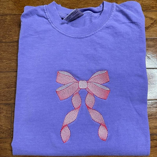 Coquette Bow Embroidered Comfort colors Tee shirt
