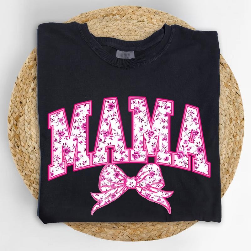 Coquette Bow Mama Comfort Colors Shirt, Coquette Pink Floral Mama T-shirt, Coquette Mom Graphic Tee, Gift For Mom, Mother's Day Gifts