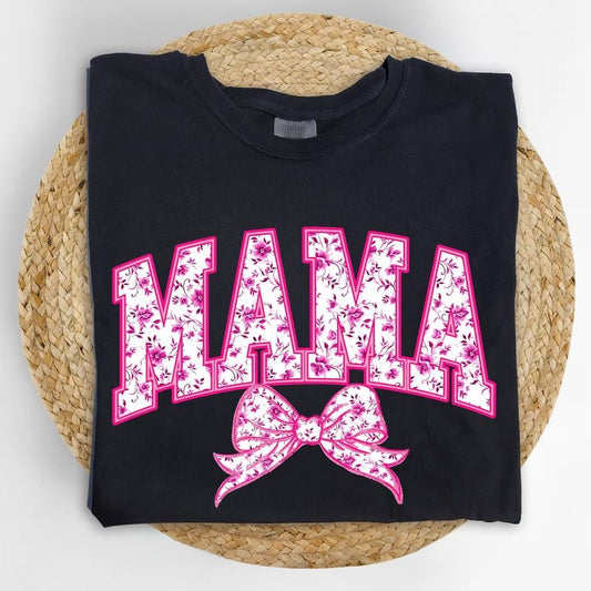 Coquette Bow Mama Comfort Colors Shirt, Coquette Pink Floral Mama T-shirt, Coquette Mom Graphic Tee, Gift For Mom, Mother's Day Gifts