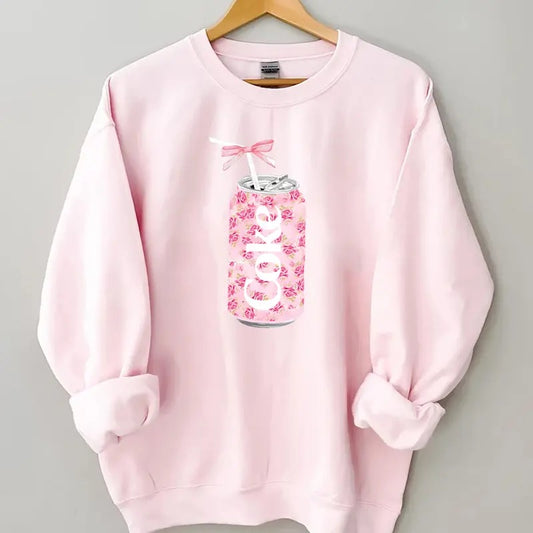 Coquette Coke Sweatshirt, Coke Bow Crewneck, Coke Flower Shirt, Coke Pink Bow Sweathsirt, Diet Coke Lover Sweater, Funny Coke Shirt, Y2k Crewneck, Floral Coke Shirt, Cute Baby Pink Bow Tee, Trendy Soda Can With Roses